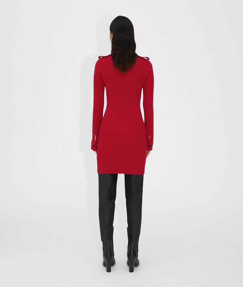 Bottega Veneta Cut-out Triangle Fitted Dress In Red
