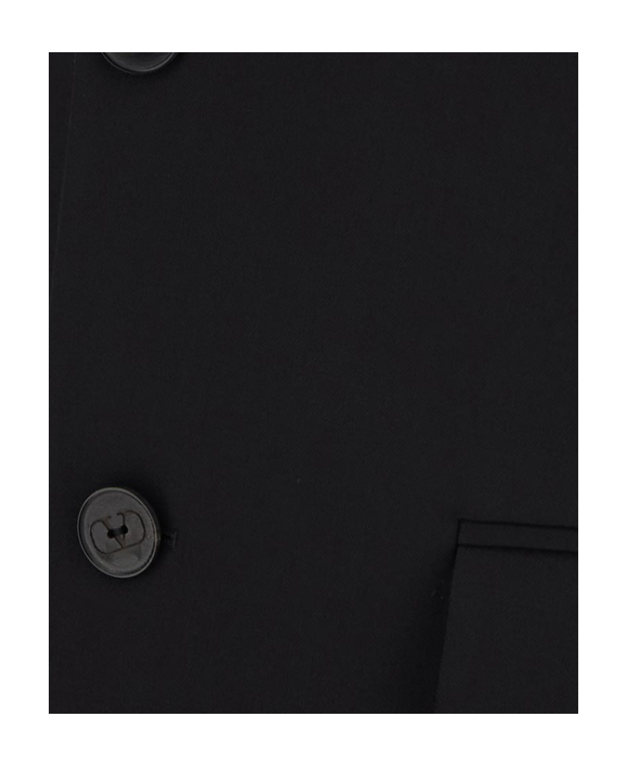 Valentino Single Breasted Long-sleeved Blazer In Black