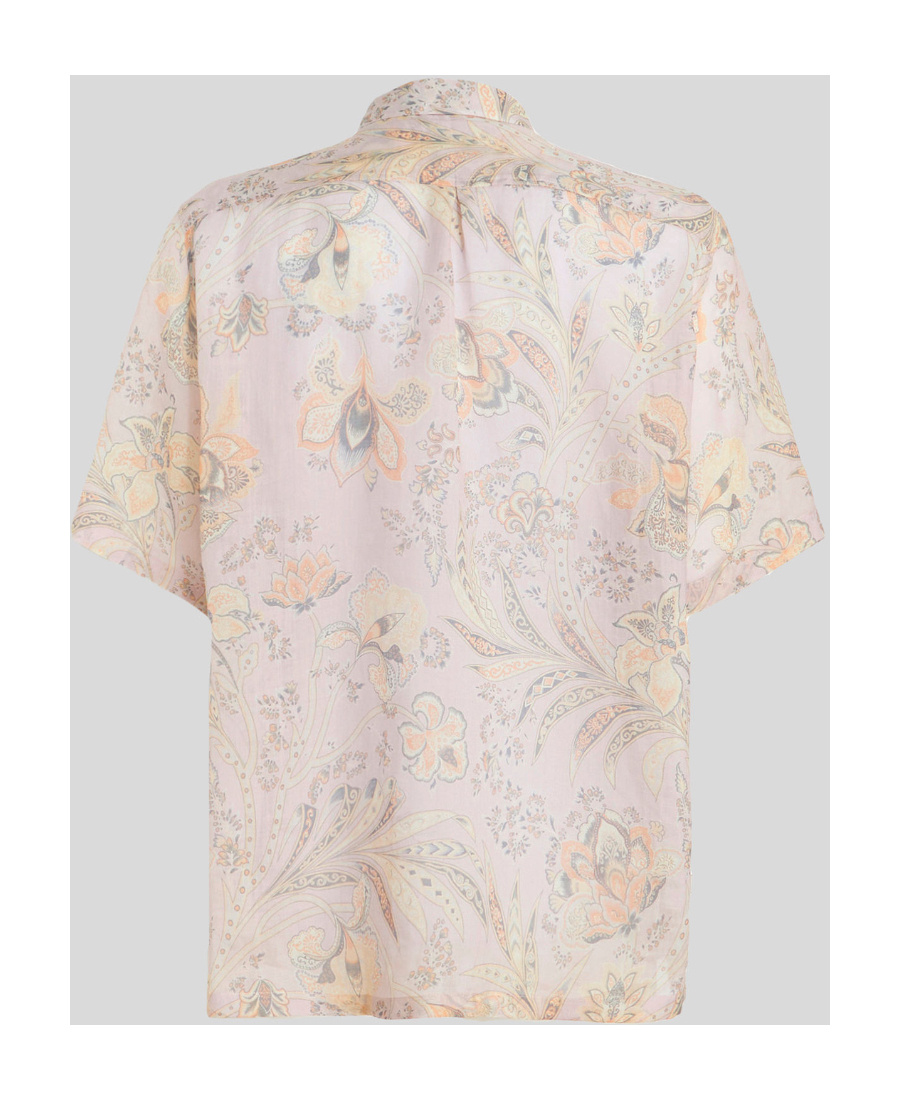 Etro Floral-print Short-sleeved Shirt In White