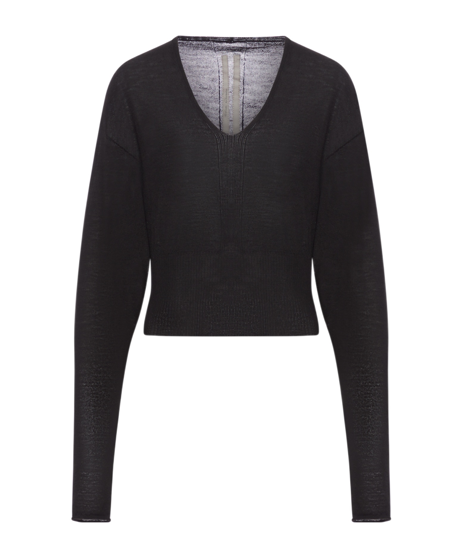 Rick Owens Cropped Wool Sweater In Black