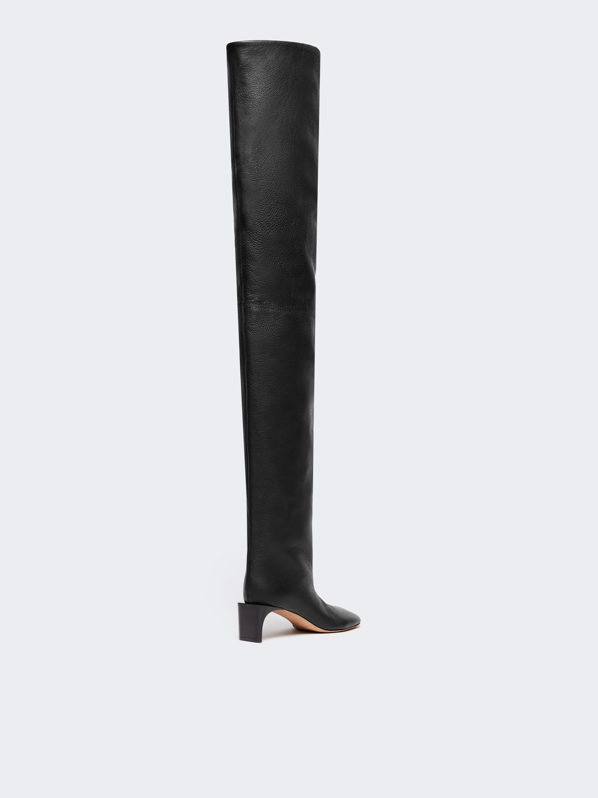 Sportmax Thigh-high Calfskin Boots In Black