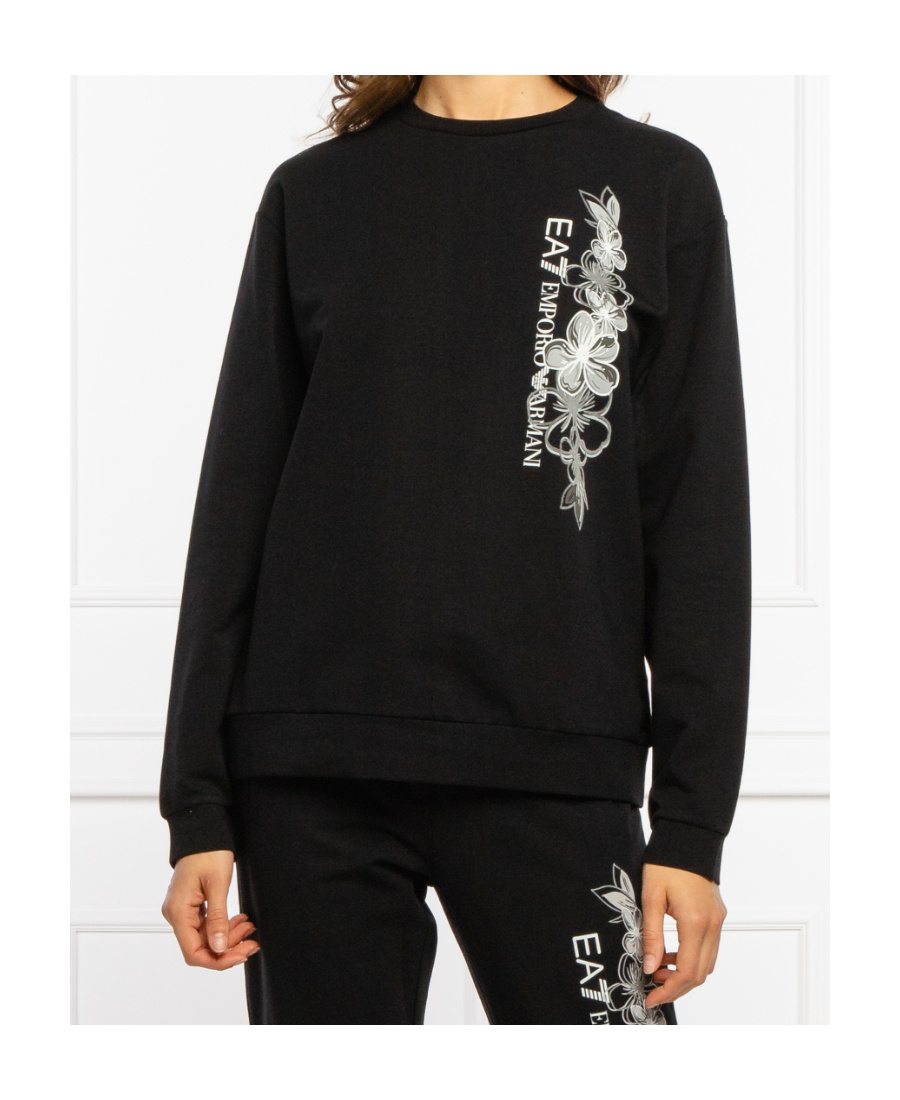 EA7 FLORAL-PRINT COTTON SWEATSHIRT 