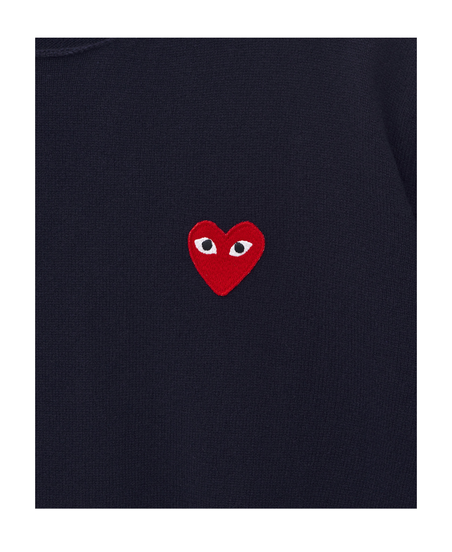 Comme Des Garçons Play Red Heart Wapen Wool Knitted Pullover
