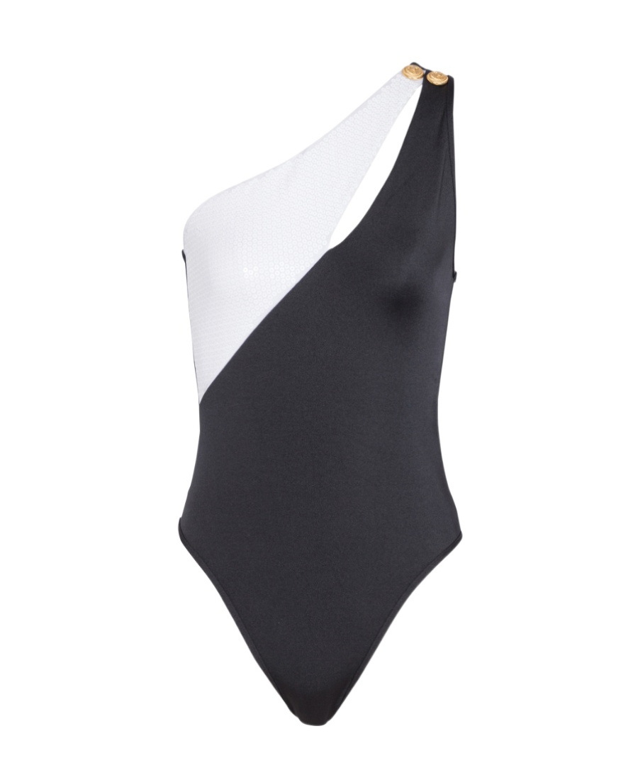 BALMAIN ASYMMETRIC BALMAIN SWIMSUIT