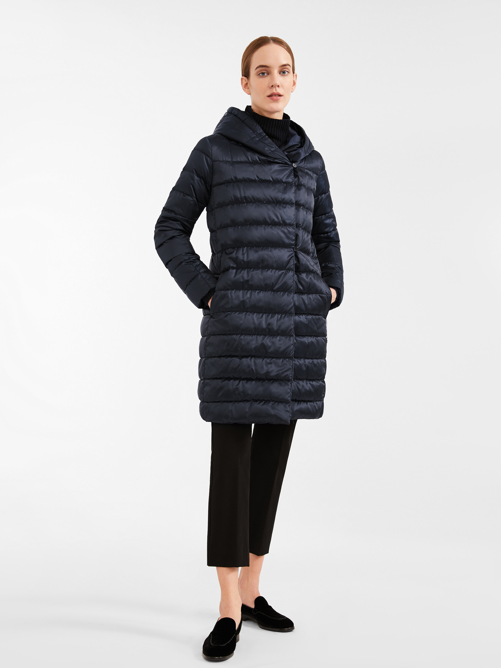 Max Mara Long-sleeved Double-sided Cotton Suit In Black
