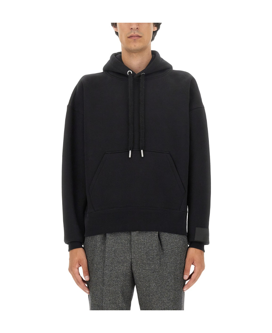 Ami Alexandre Mattiussi Ami Paris Long-sleeved Drawstring Hoodie In Black