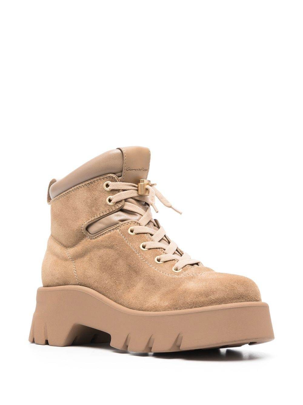 Gianvito Rossi Lace-up Ankle Boots In Nude
