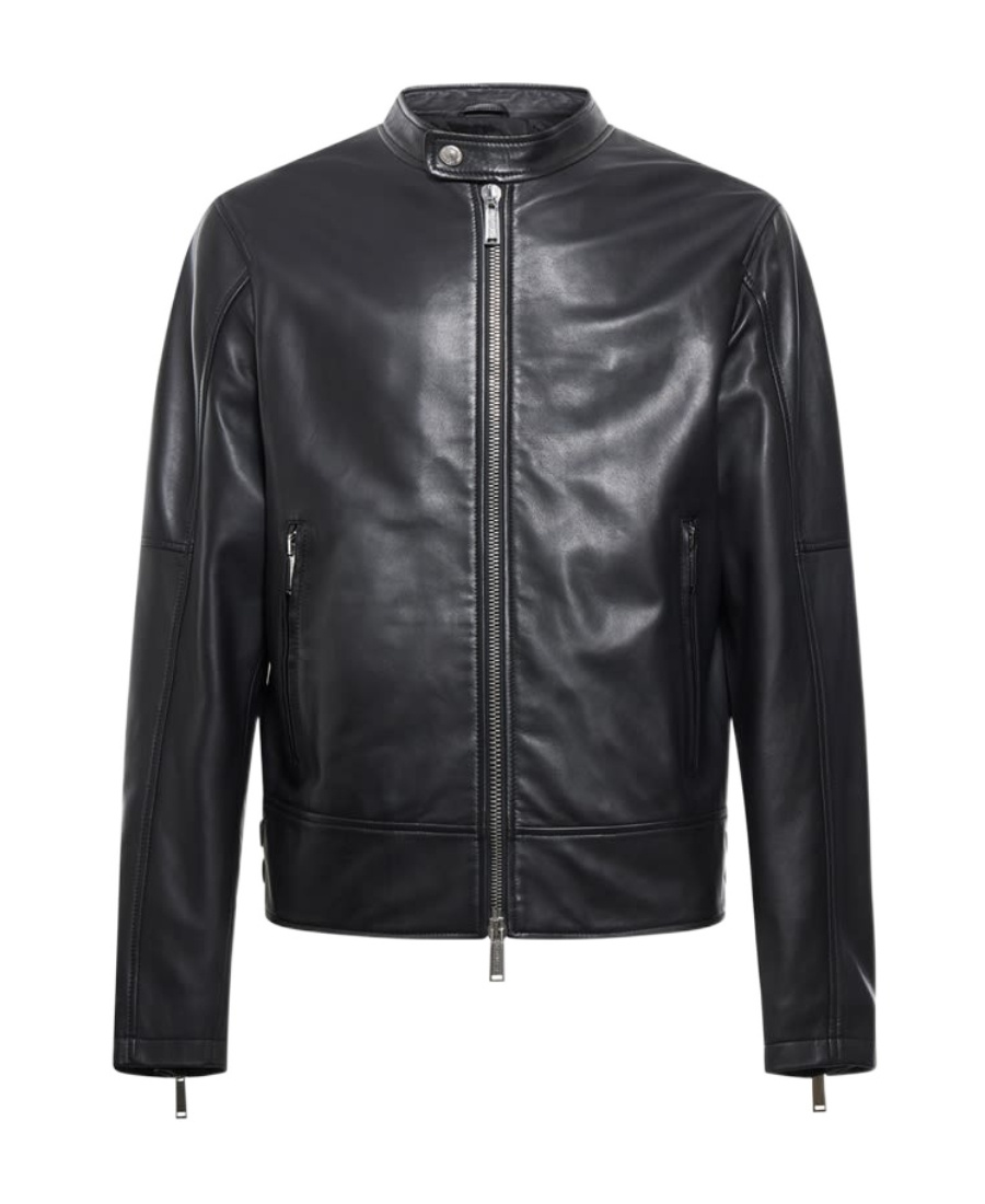 Dsquared2 Zippered Leather Jacket In Black