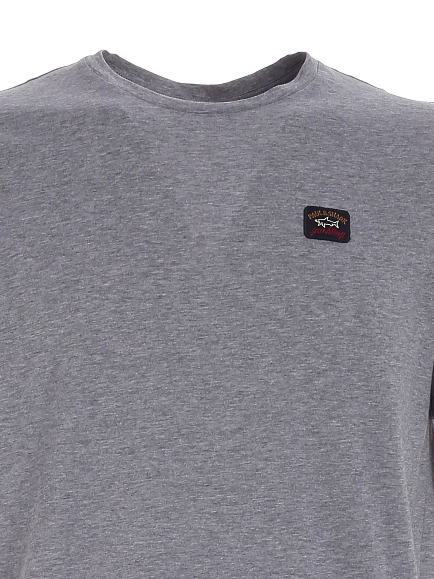 Paul & Shark Logo-patch Cotton T-shirt In Gray