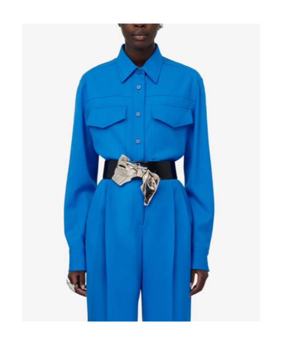 Alexander Mcqueen Chemise En Laine In Blue
