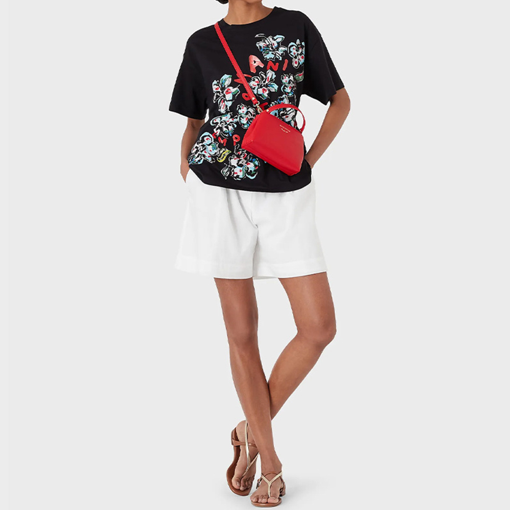 Emporio Armani Round-necked Flower T-shirt In Black