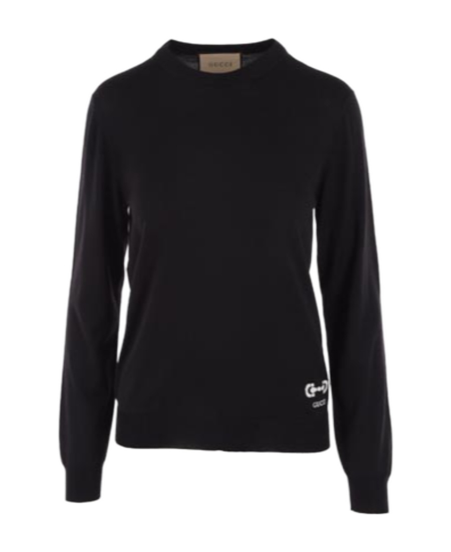 GUCCI EMBROIDERED-LOGO CREW-NECK JUMPER