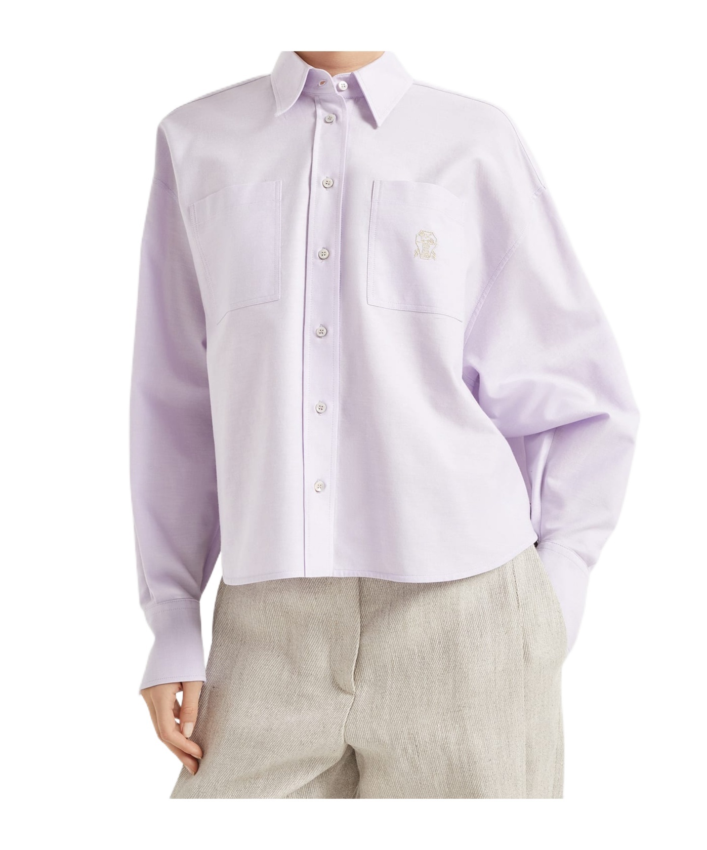 Brunello Cucinelli Logo-embroidered Cotton Shirt In White