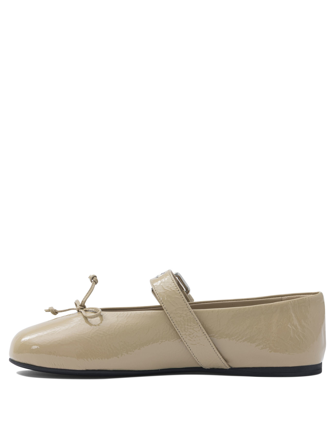 Miu Miu Round Toe Ballet Shoes In Neutral