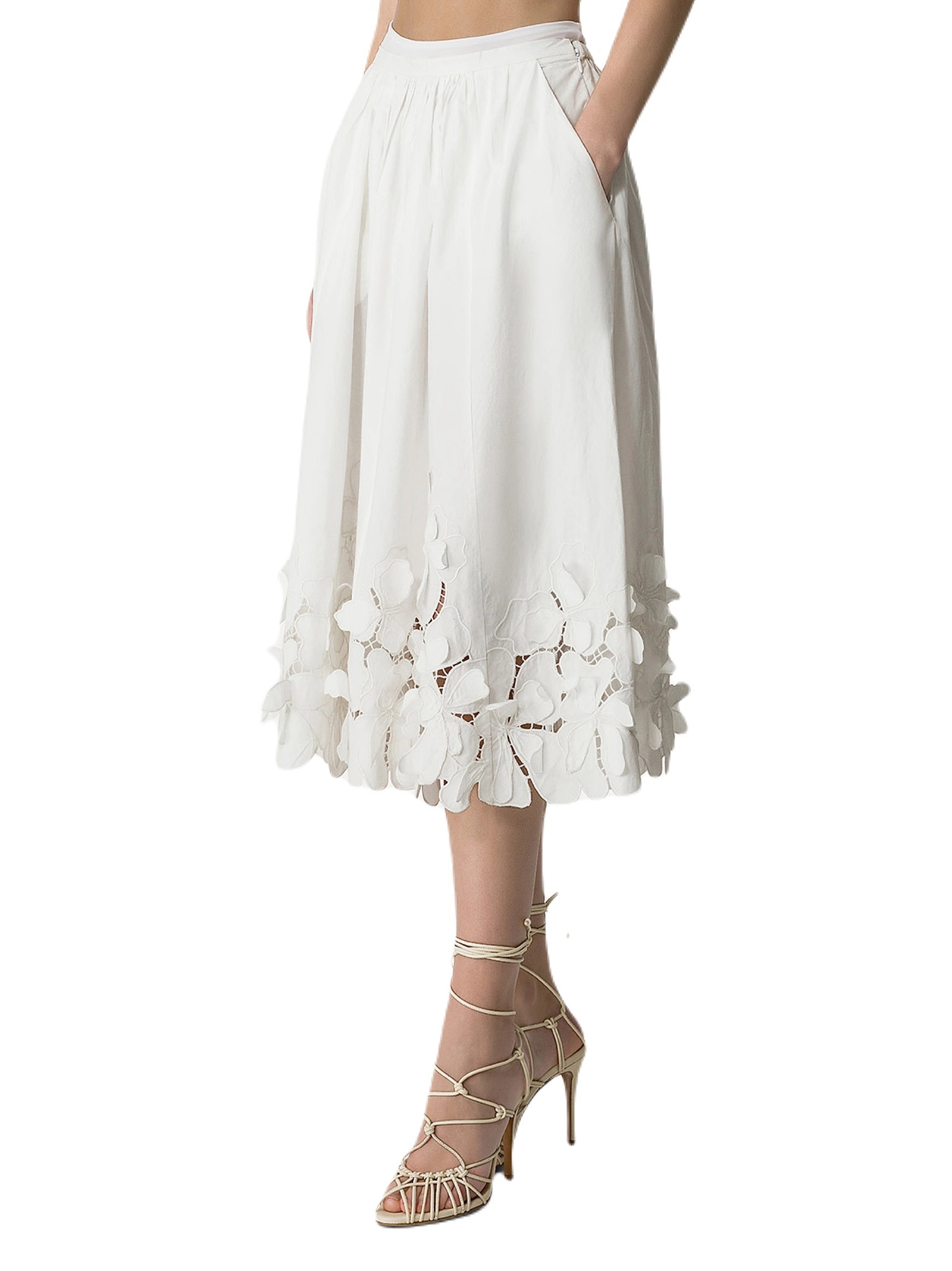 Shop Forte Forte Floral-appliqué Midi Skirt