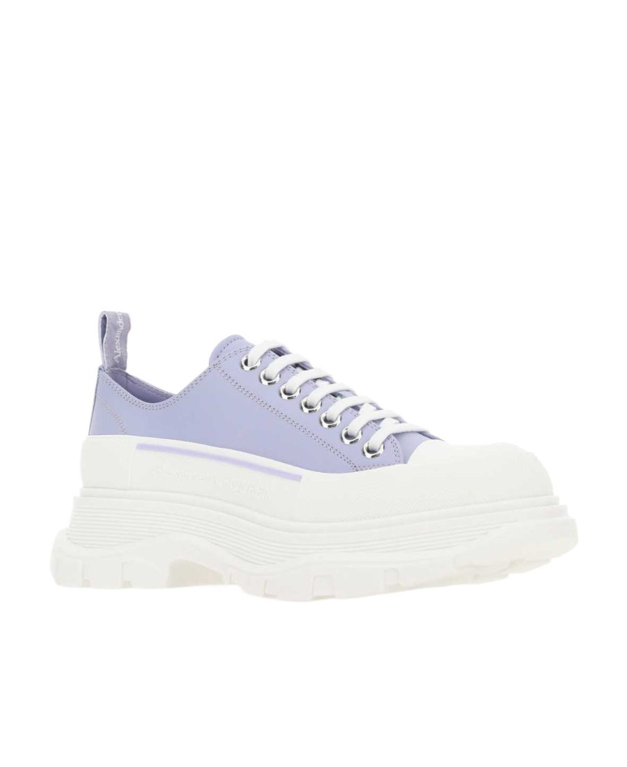 Alexander Mcqueen Light Purple Leather Tread Slick Sneakers In White