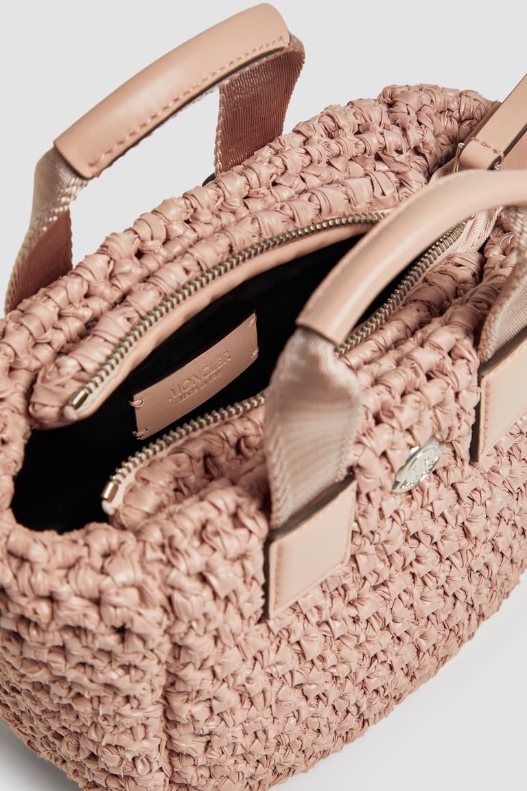 Moncler Caradoc Woven Miniature Handbag In Pink