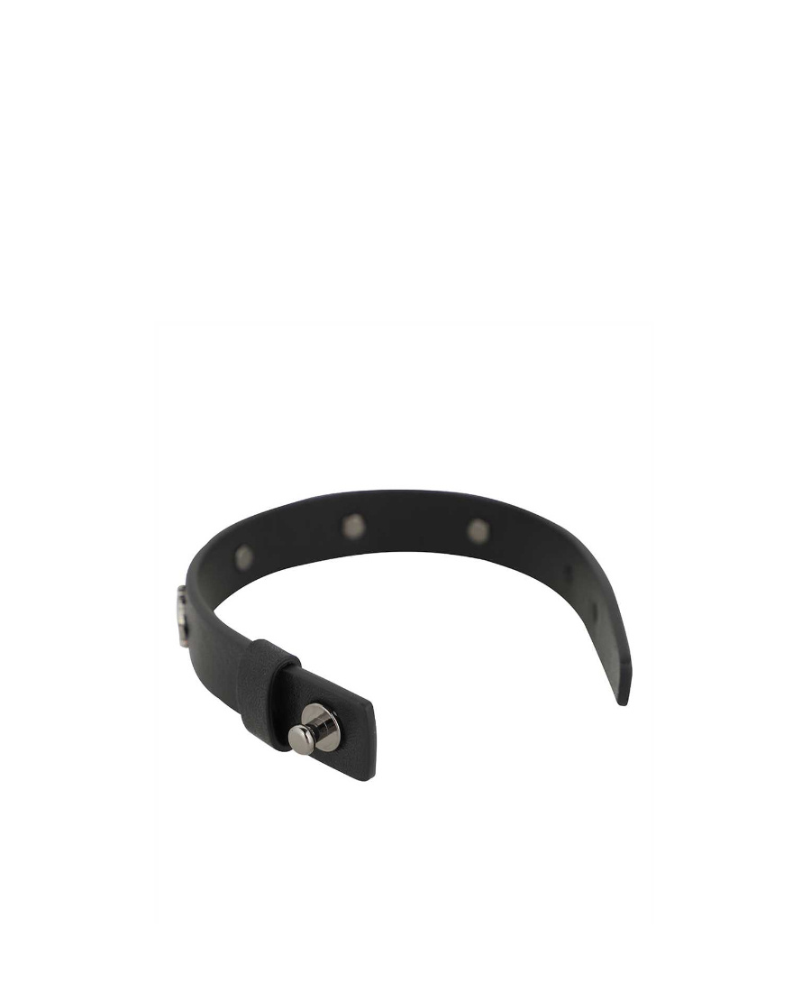 Ferrari Leather Logo-stud Bracelet In Black