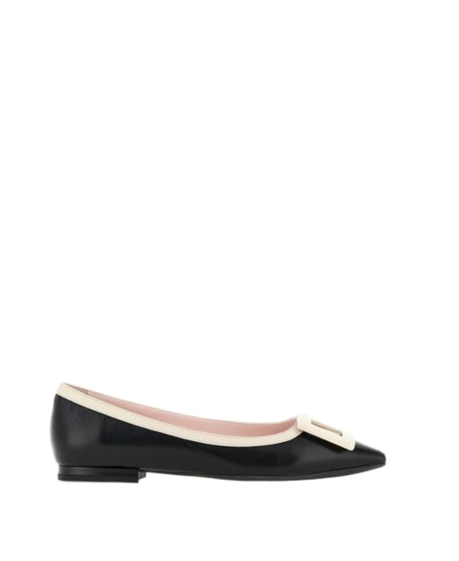 Roger Vivier Gommettine Buckled Patent-leather Ballet Flats In Black