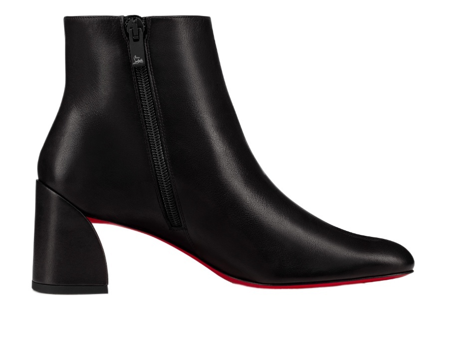 Christian Louboutin Turela Leather Side-zip Red Sole Booties In Black