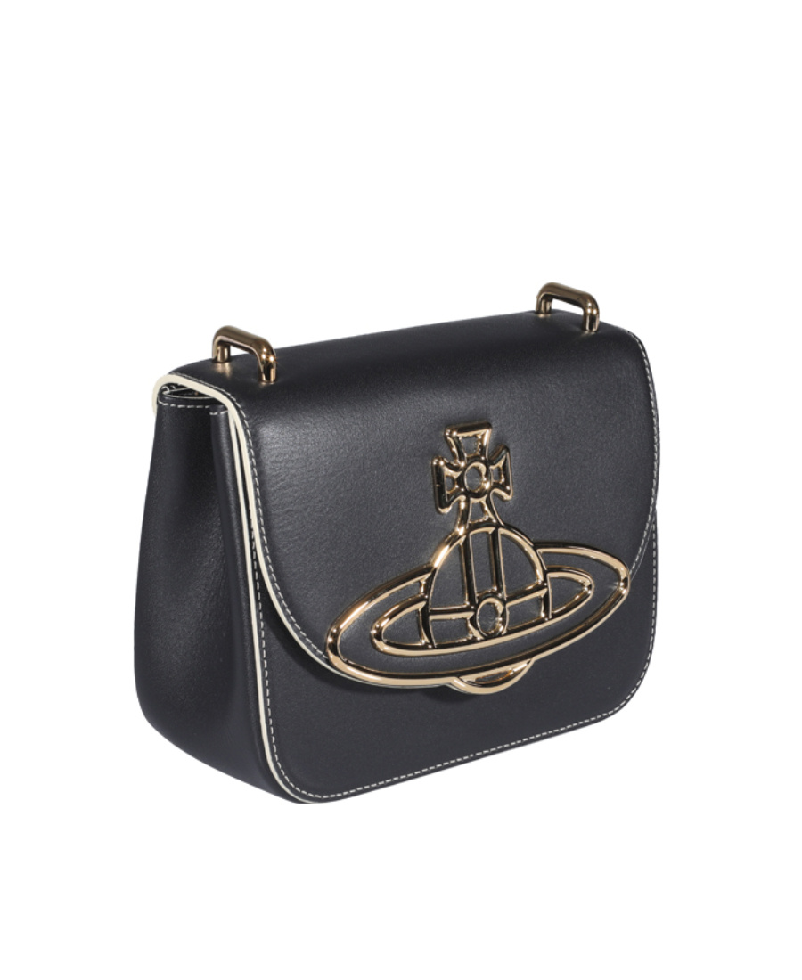 Vivienne Westwood Logo-plaque Leather Crossbody-bag In Black