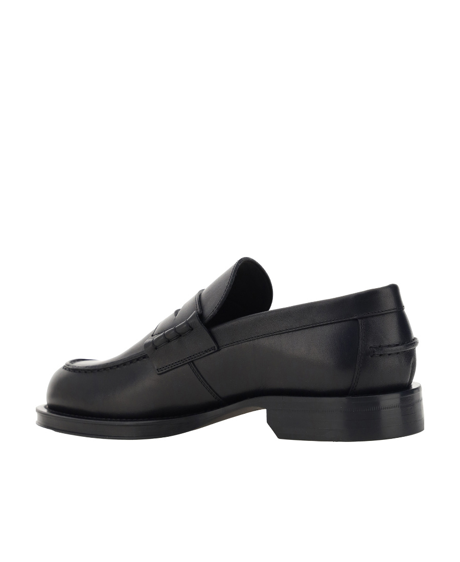 Lanvin Classic Round Toe Leather Loafers With Stacked Heel In Black