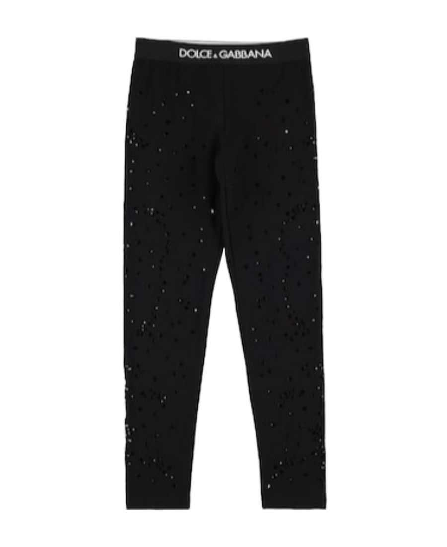 Dolce & Gabbana Logo Cotton Leggings In Black