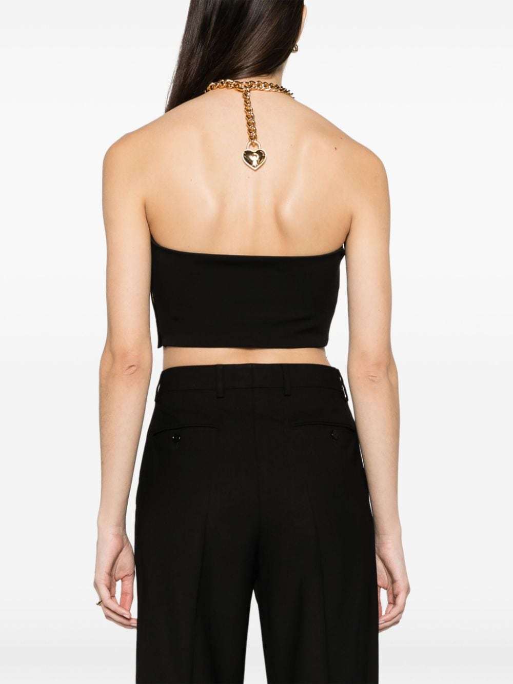 Moschino Chain-link Cropped Top In Black