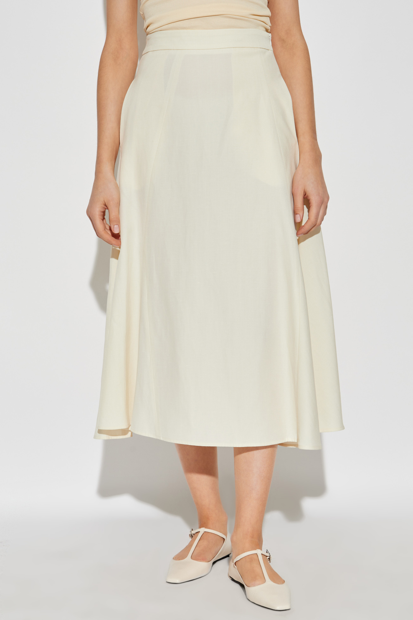 Fabiana Filippi Viscose Linen Flared Skirt In Neutral