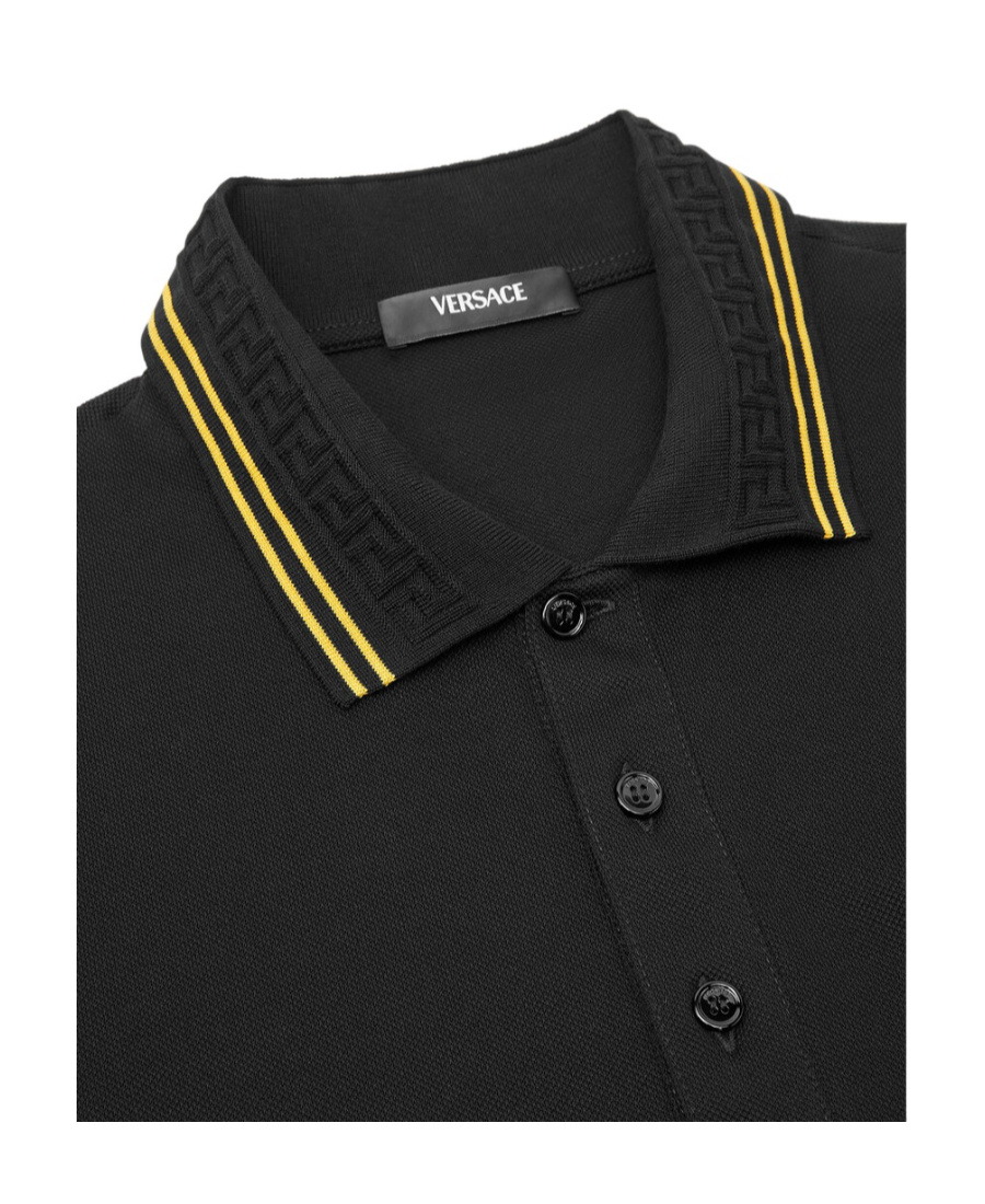 Shop Versace Medusa Head-embroidered Cotton Polo Shirt In Black