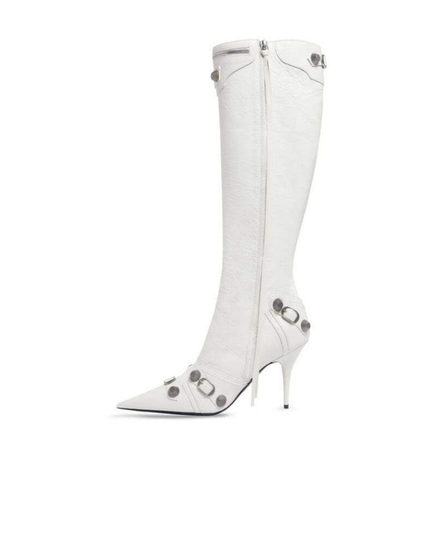 Balenciaga Cagole Knee High Boot In White
