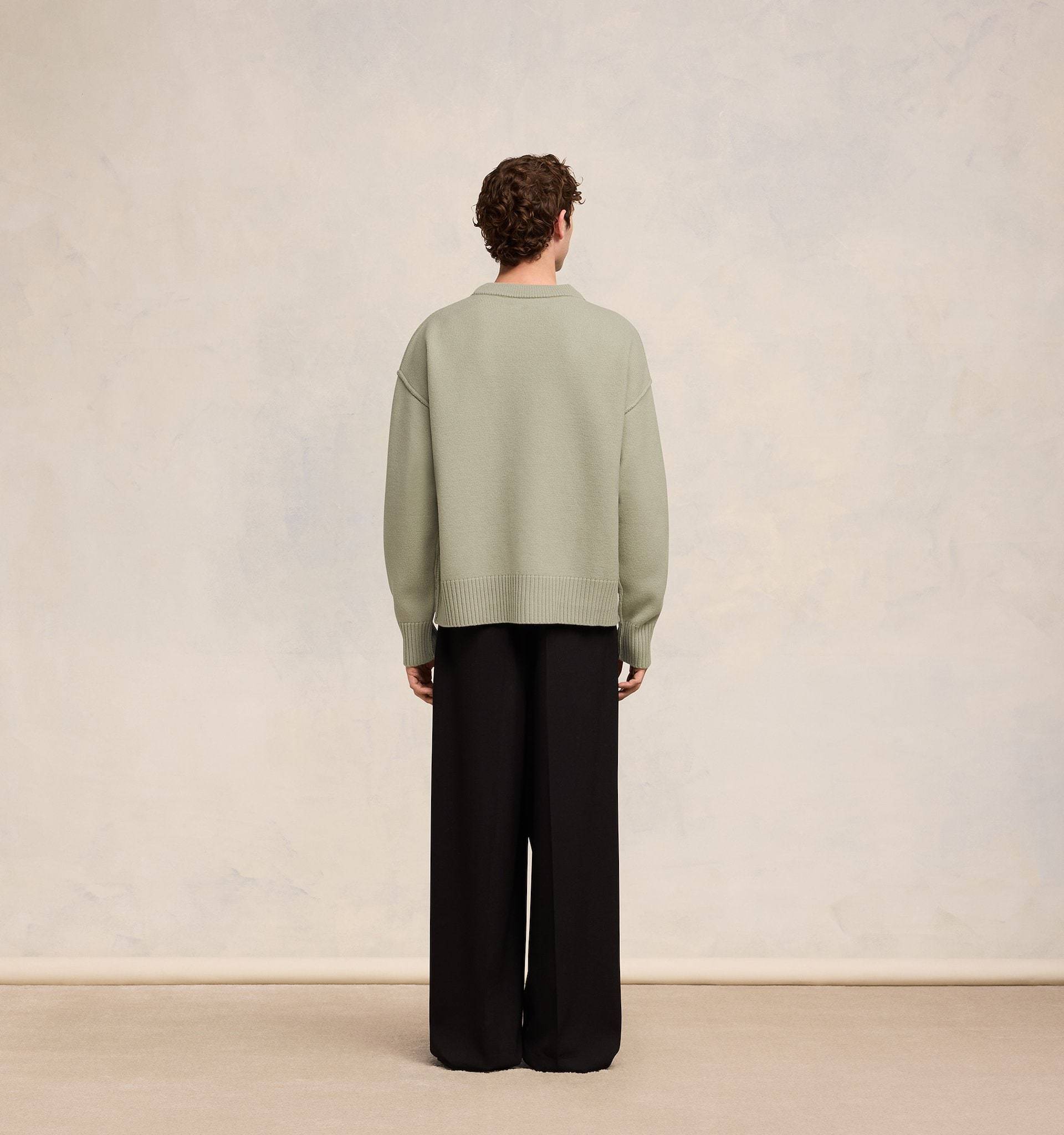 Ami Alexandre Mattiussi Ami Paris Ami De Coeur Wool Cardigan Sage Green In Green