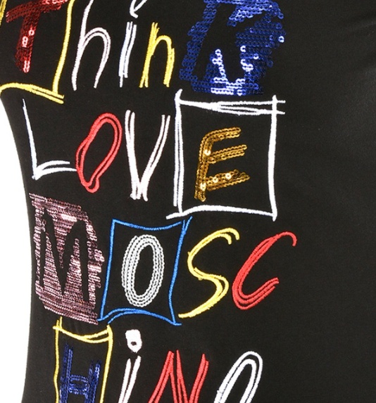Moschino Letter Printed Stretch T-shirt In Black