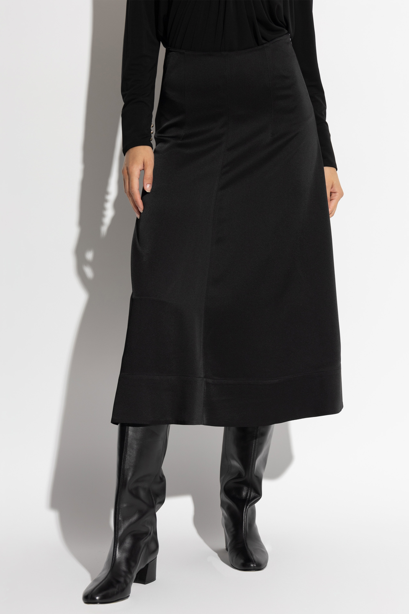 Lanvin A-line Wool Skirt Button Detail In Black