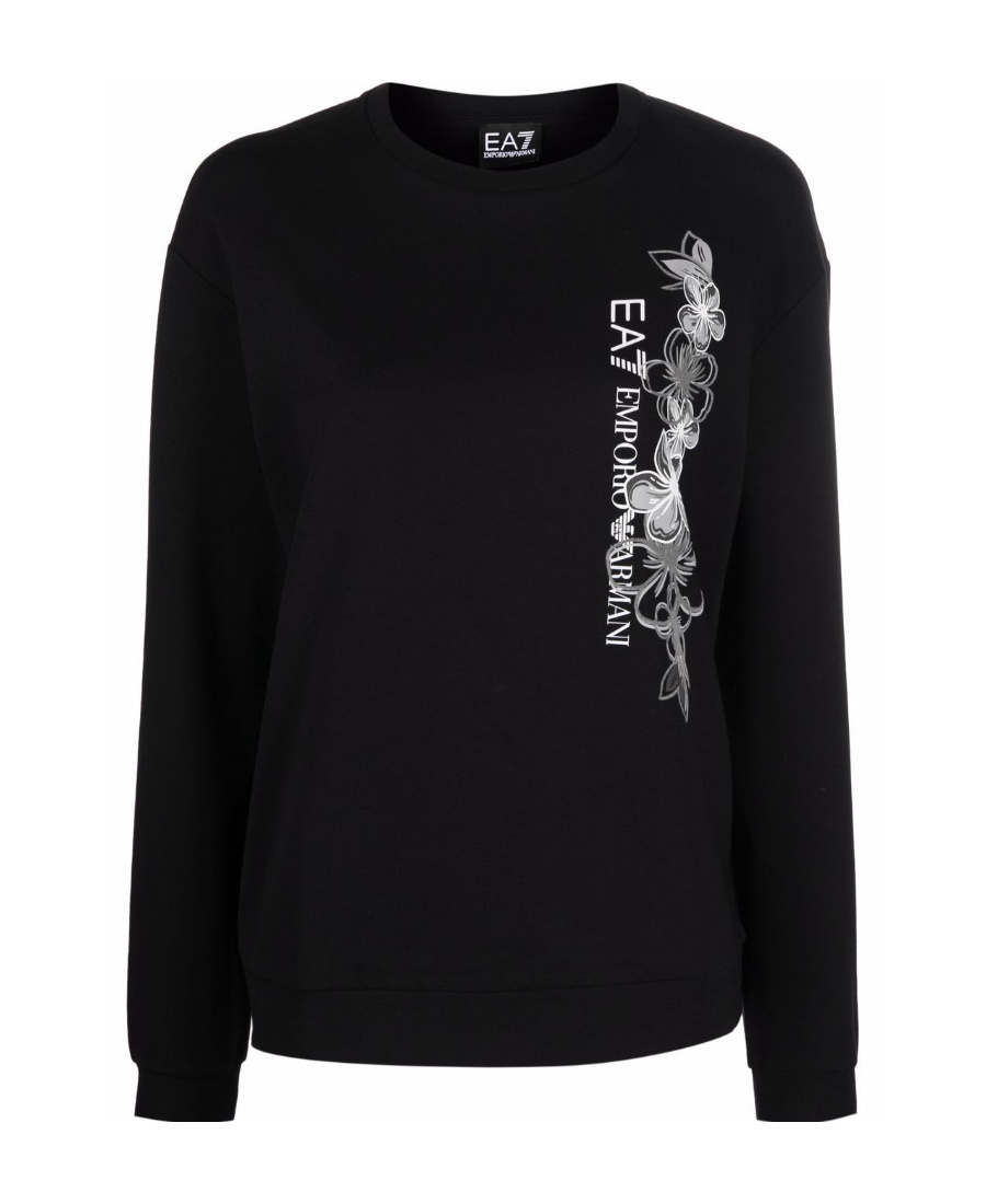 EA7 FLORAL-PRINT COTTON SWEATSHIRT 