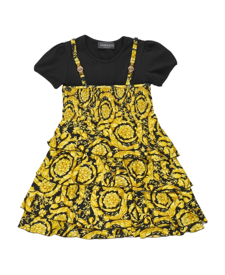 Versace Baroque-print T-shirt Dress In Black