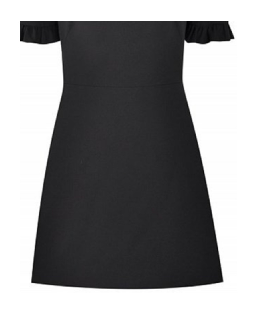 Shop Gucci Mini Dress With Lotus Leaf Edge At Neckline In Black