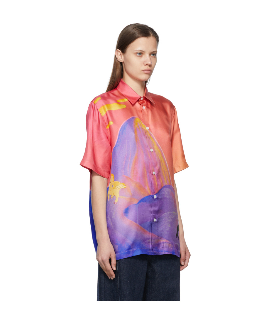 Stella Mccartney X Disney Fantasia Mount Olympus Print Silk Shirt In Pink