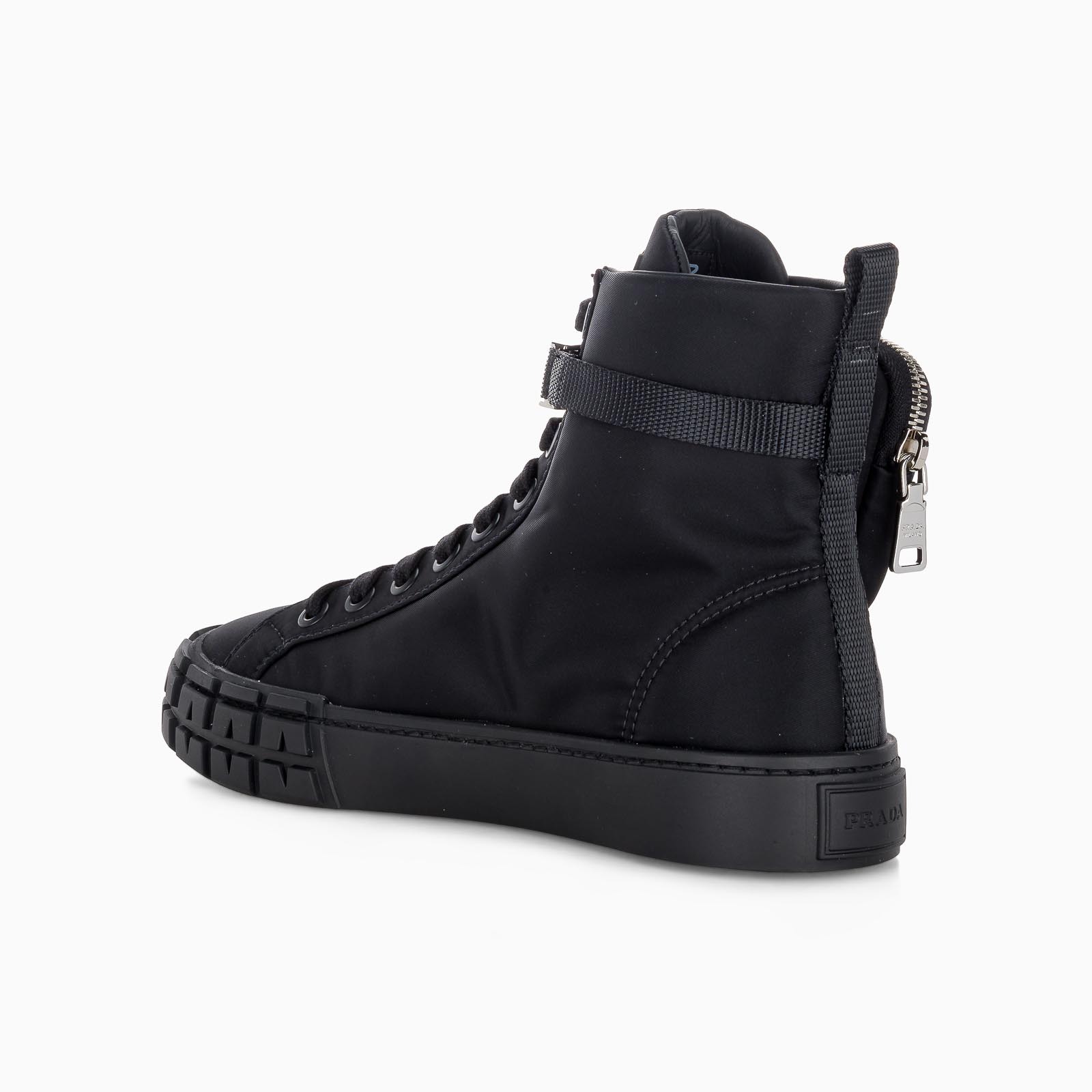 PRADA RE-NYLON POUCH DETAIL HIGH-TOP SNEAKERS