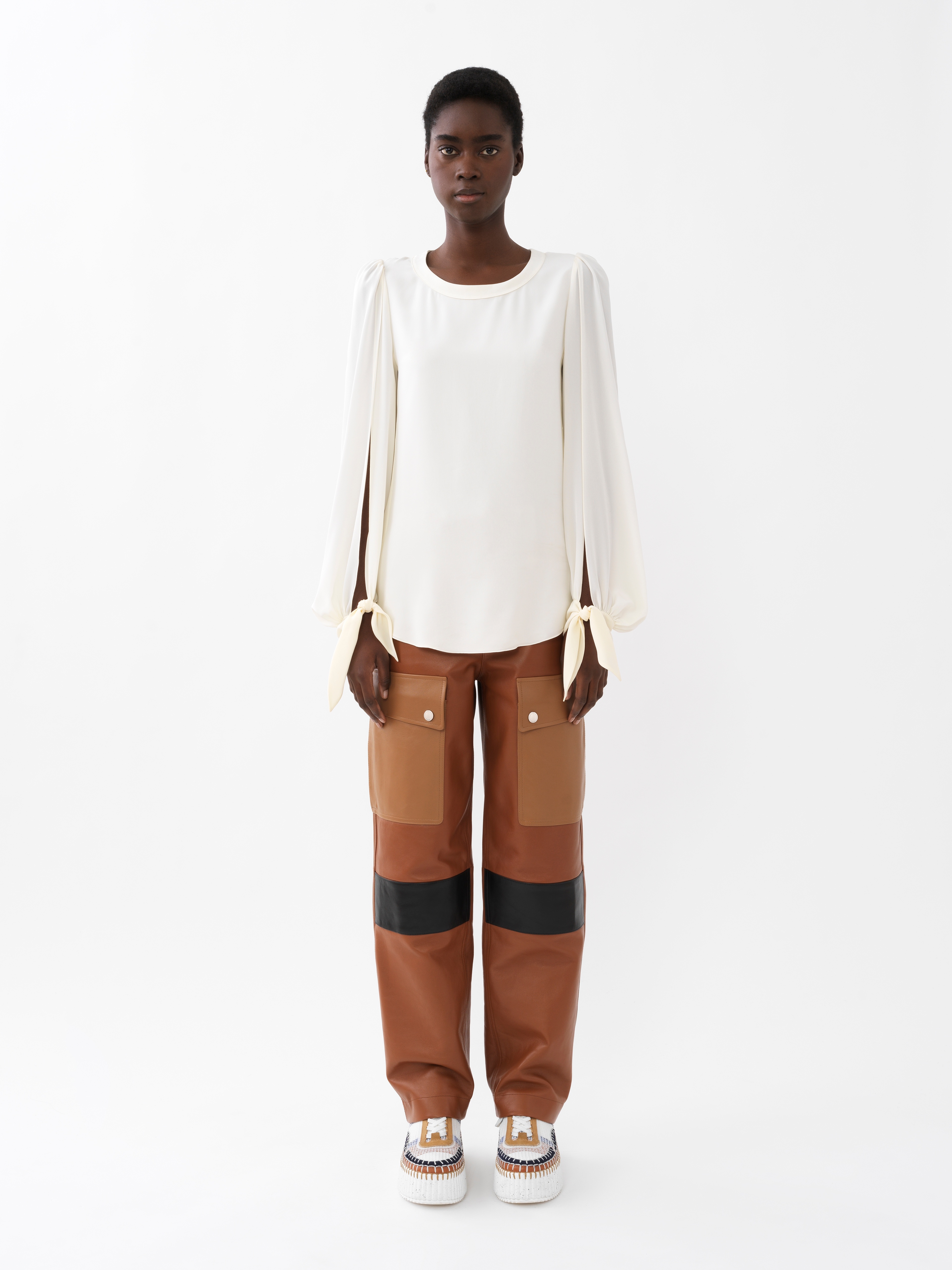 Chloé Puff-sleeve Organic Silk Blouse In White