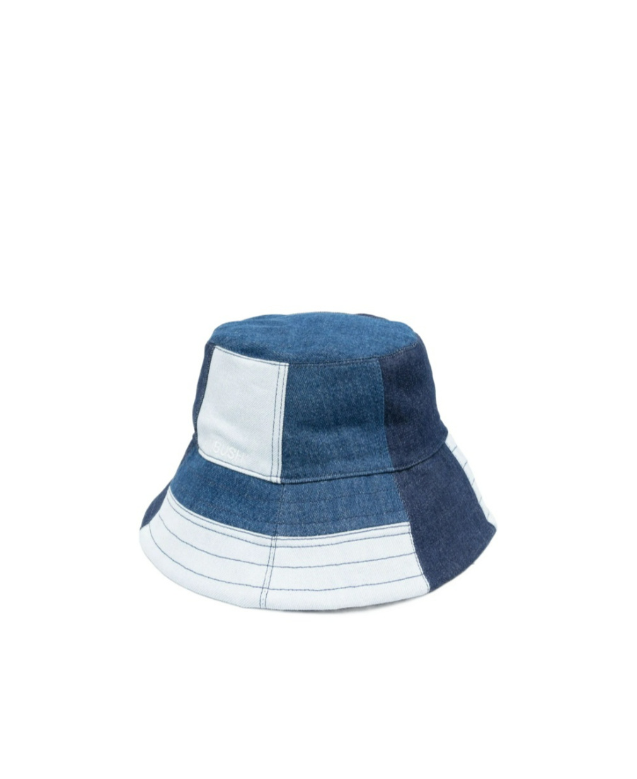 Ambush Denim-patchwork Bucket Hat In Blue