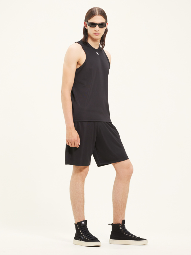 Courrèges Crewneck Straight Hem Tank Top In Black