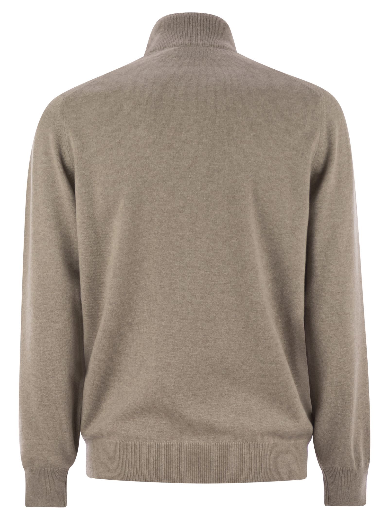 Brunello Cucinelli Men High-necked Cashmere Cardigan With Zip In Multi