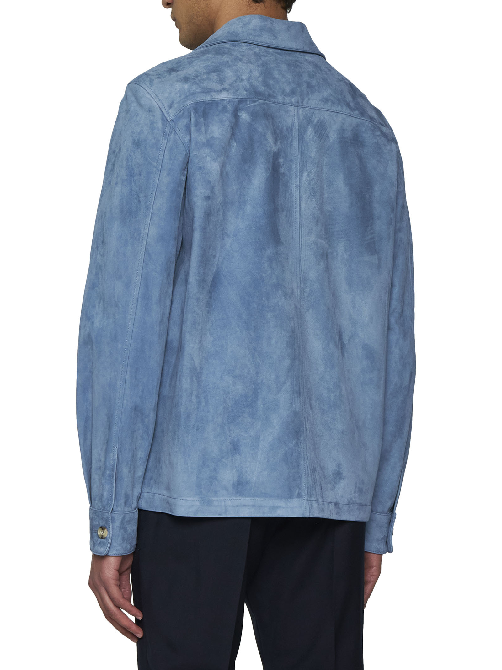 Shop Paul Smith Pleat Detailed Buttoned Overshirt In Blue