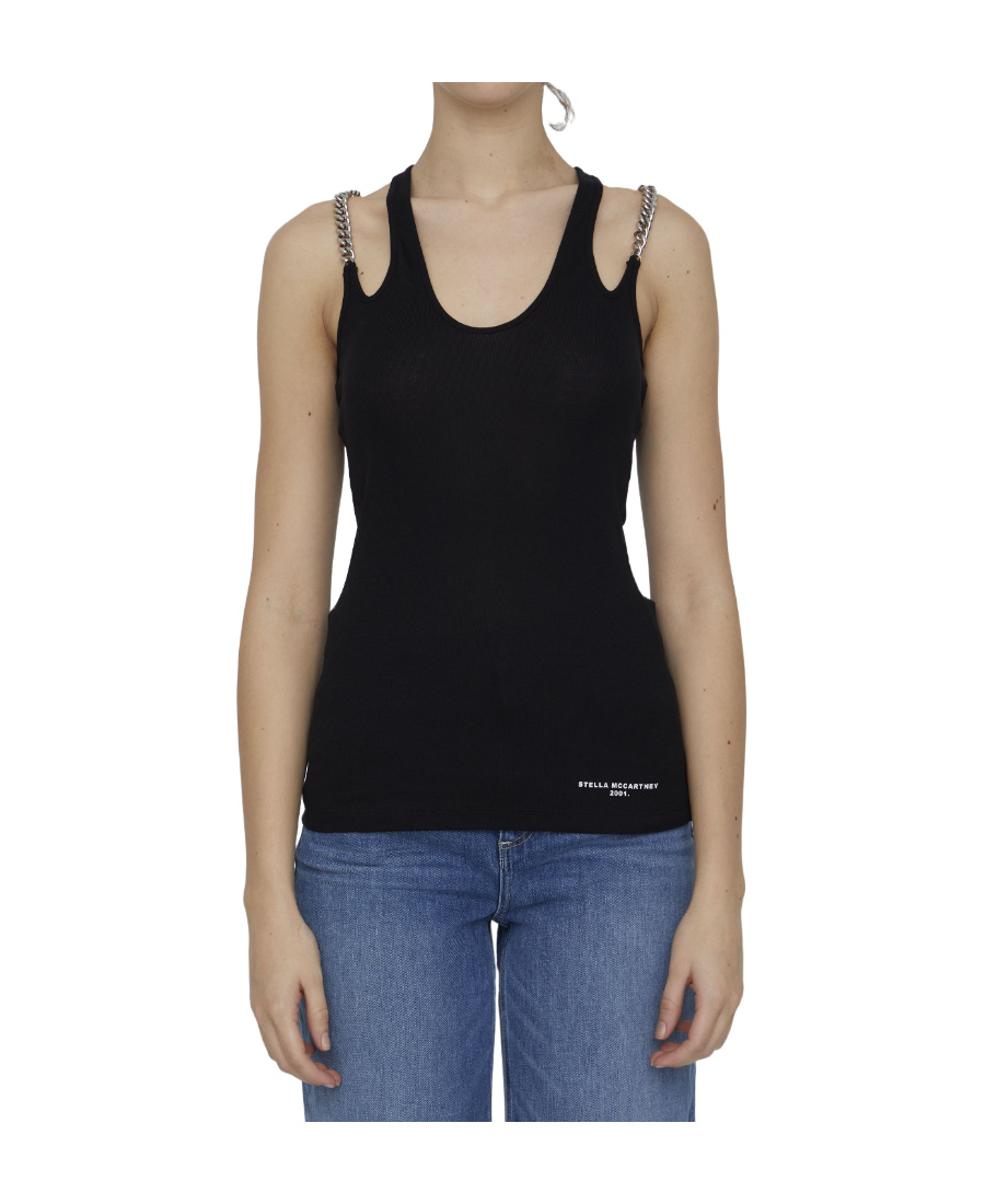 Shop Stella Mccartney Diamond-cut Strap Top In Black