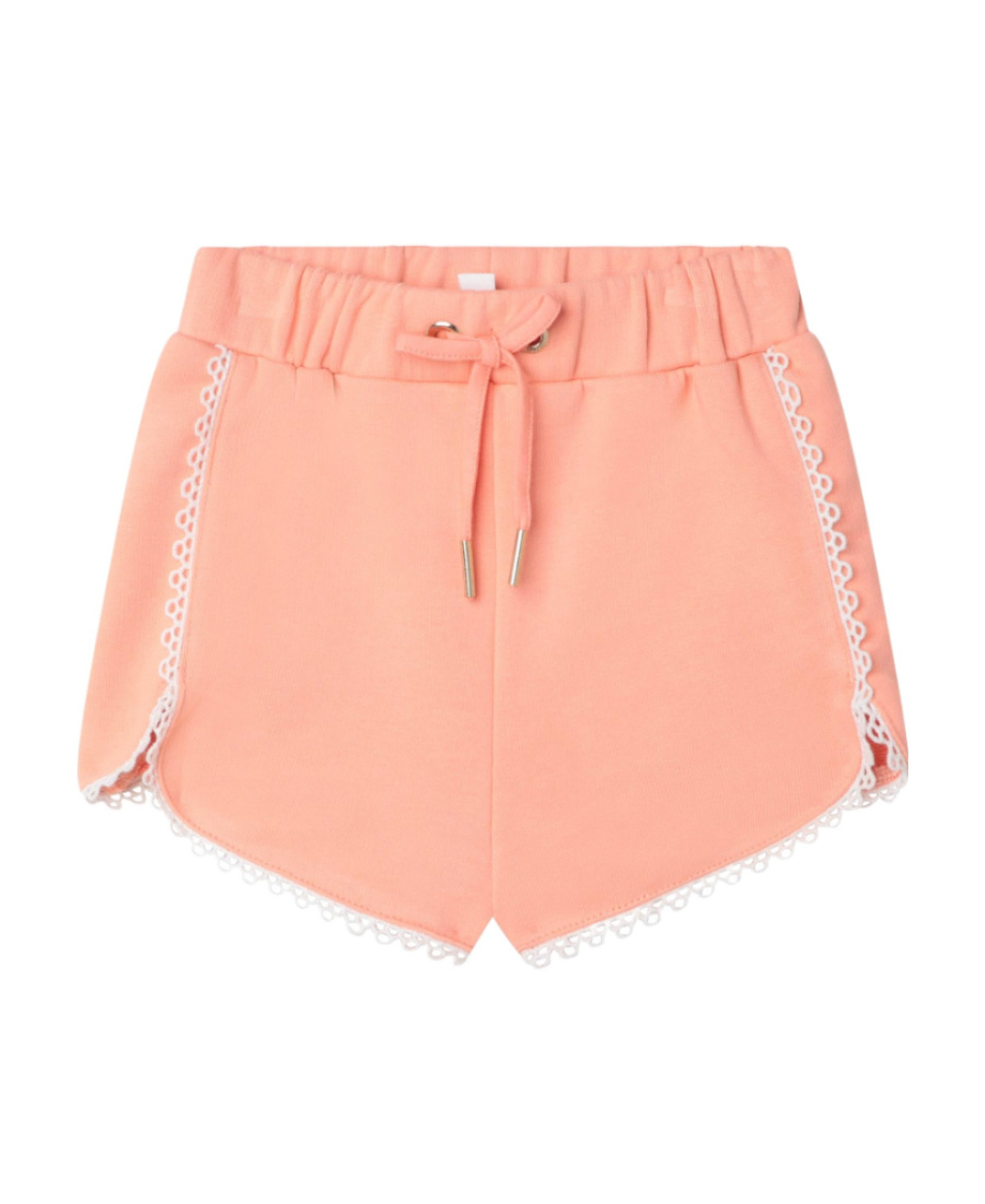 Chloé Drawstring Cotton Shorts In Pink