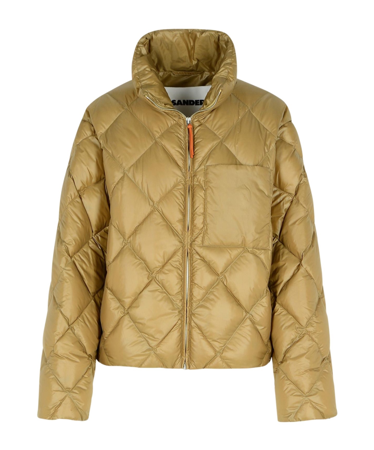 Jil Sander Down Jacket With Chest Pocket And High Collar In Nude