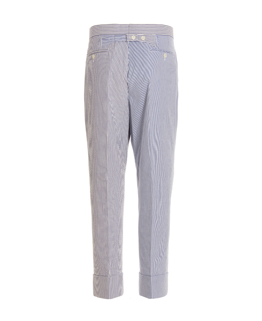 Thom Browne Seersucker Trousers In Gray