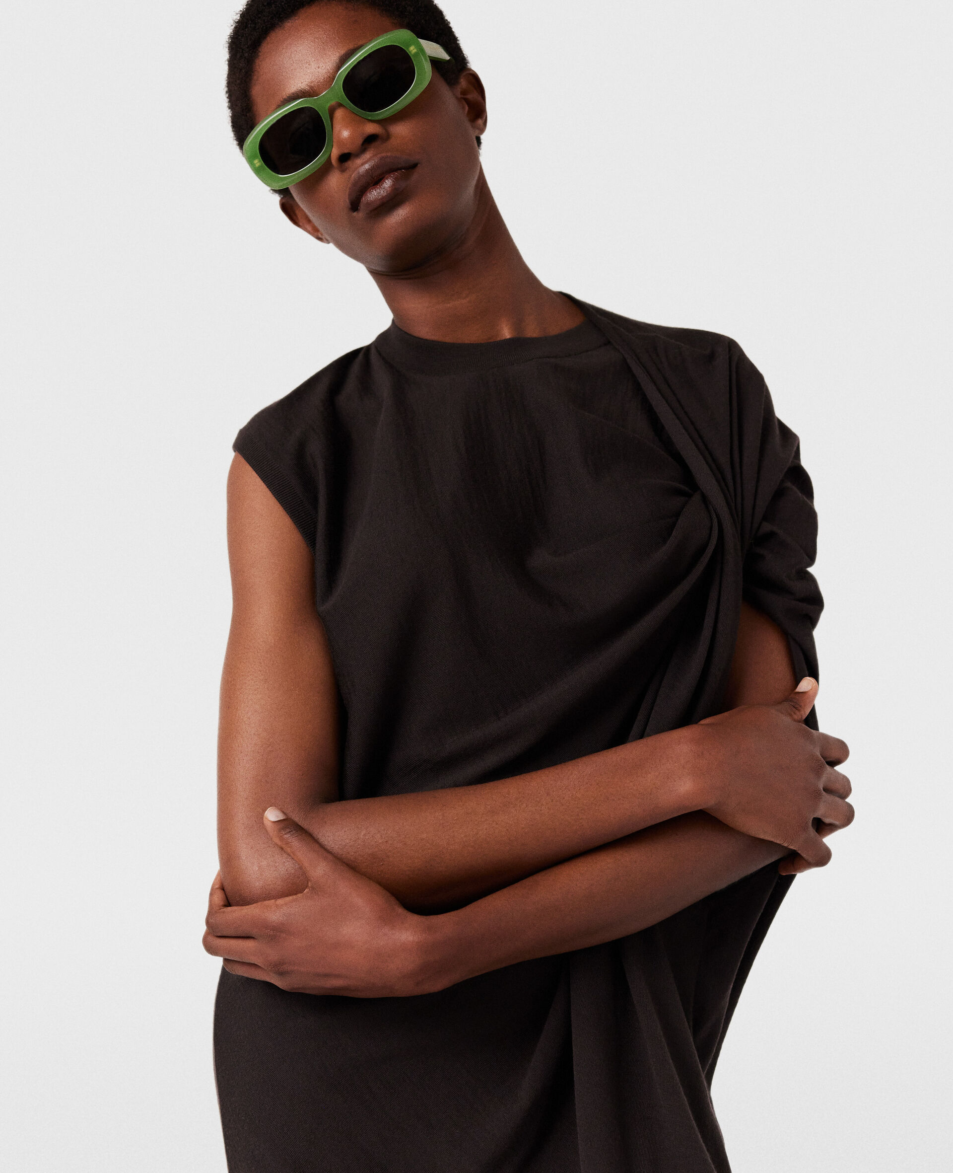 Stella Mccartney Asymmetrical Wool Dress In Black
