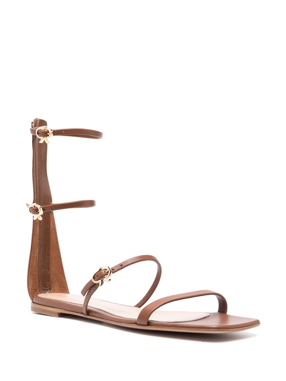 Gianvito Rossi Downtown Triple Buckle-fastened Sandals In Brown